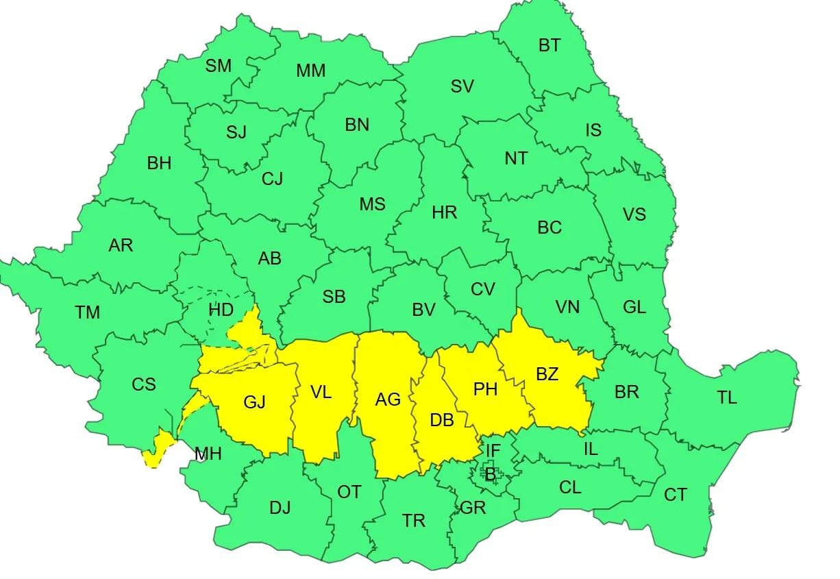 ANM anunță ploi abundente și intensificări ale vântului până duminică