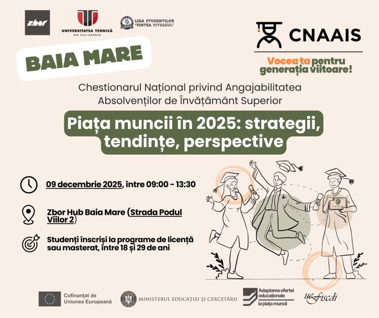 UEFISCDI organizează la Baia Mare un eveniment dedicat studenților despre piața muncii în 2025