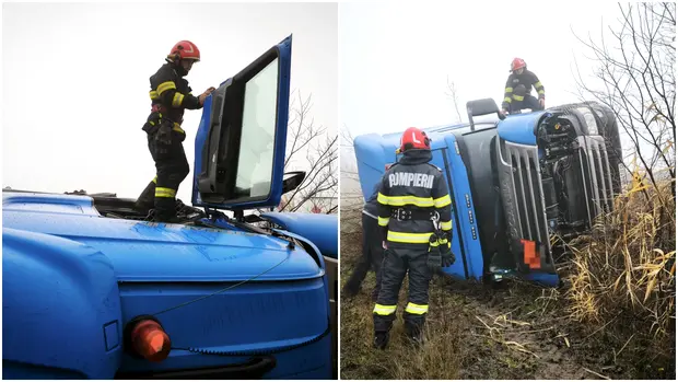 Cisterna cu GPL răsturnată pe DN 26 Blăgești – Oancea, fără scurgeri de gaz