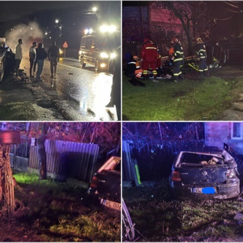 Accident grav pe DN 7; un șofer a lovit două mașini parcate la Bujoreni