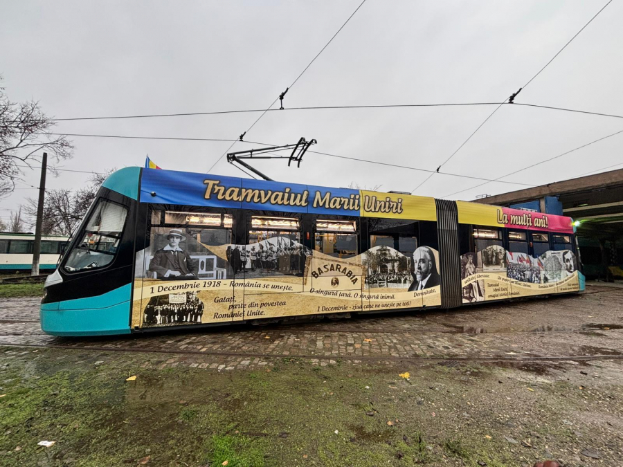 Tramvaiul Marii Uniri va celebra Ziua Națională a României pe traseul 7 din Galați