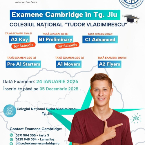 Examen Cambridge pentru elevii de la Colegiul Tudor Vladimirescu în ianuarie 2026