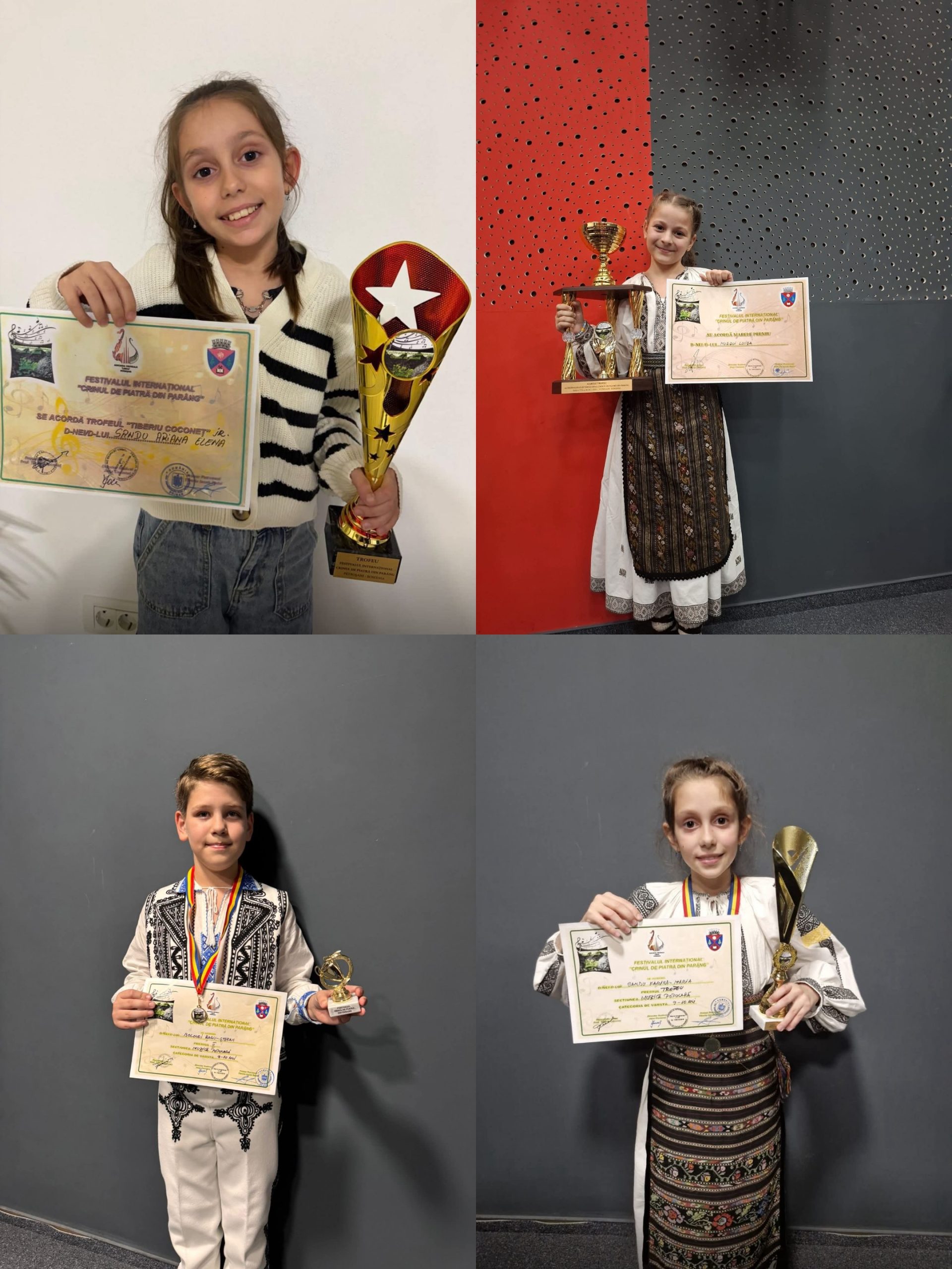 Elevii Școlii „Constantin Brâncuși” Târgu-Jiu, premiați la Festivalul Crinul de Piatră