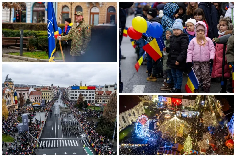 Cluj-Napoca a celebrat Ziua Națională cu ceremonii, spectacole folclorice și show de lumini