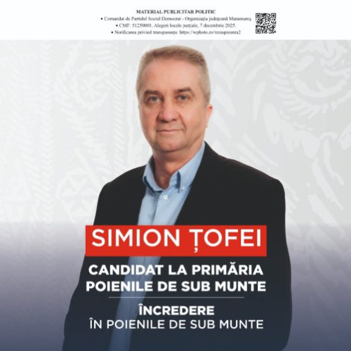 Simion Țofei, viceprimarul Poienilor de sub Munte, pune accent pe infrastructură și unitate