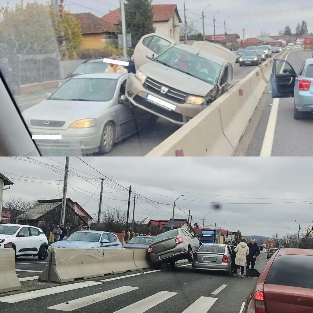 Accident între două mașini în Mărăcineni din cauza neacordării priorității