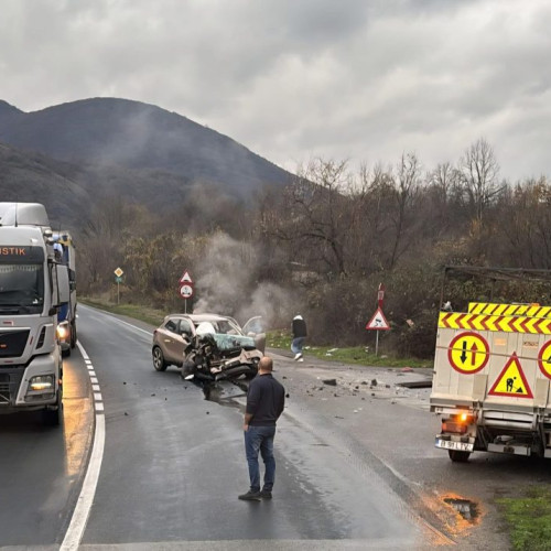 Trafic îngreunat pe DN 6 după un accident rutier recent
