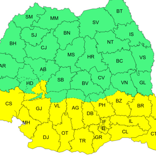 Vânt puternic și avertizări cod galben pentru sudul României