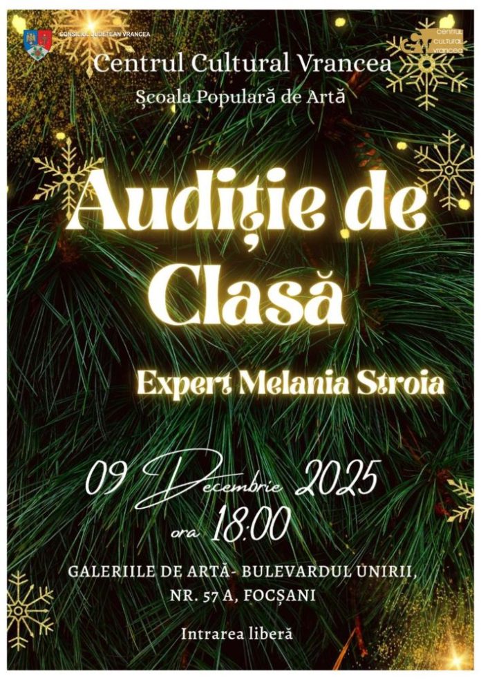 Audiție muzicală la Galeriile de Artă Focșani cu elevii Școlii Populare de Artă