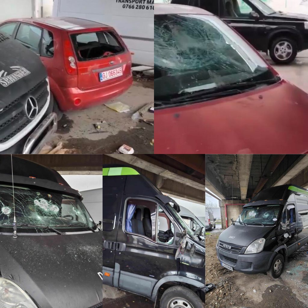 Vandalism în Piața Litovoi din Târgu Jiu: Mașini distruse în noaptea trecută