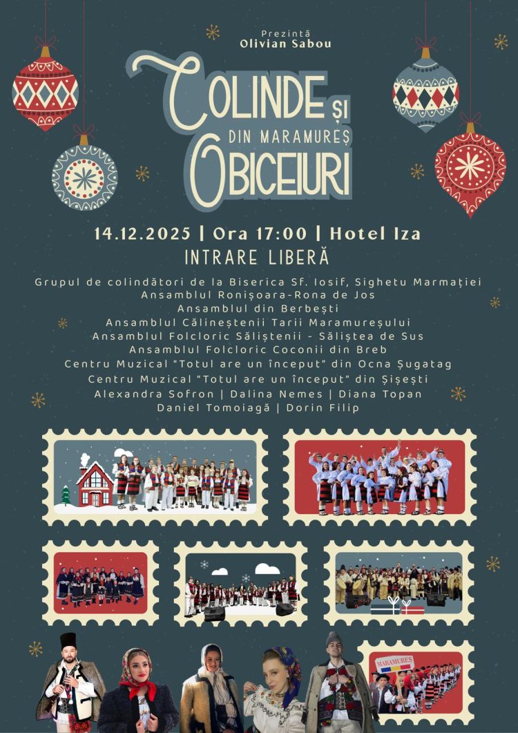 Colinde și obiceiuri tradiționale din Maramureș, într-un spectacol gratuit la Hotel Iza