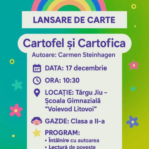 Târgu Jiu găzduiește lansarea cărții pentru copii „Cartofel și Cartofica”