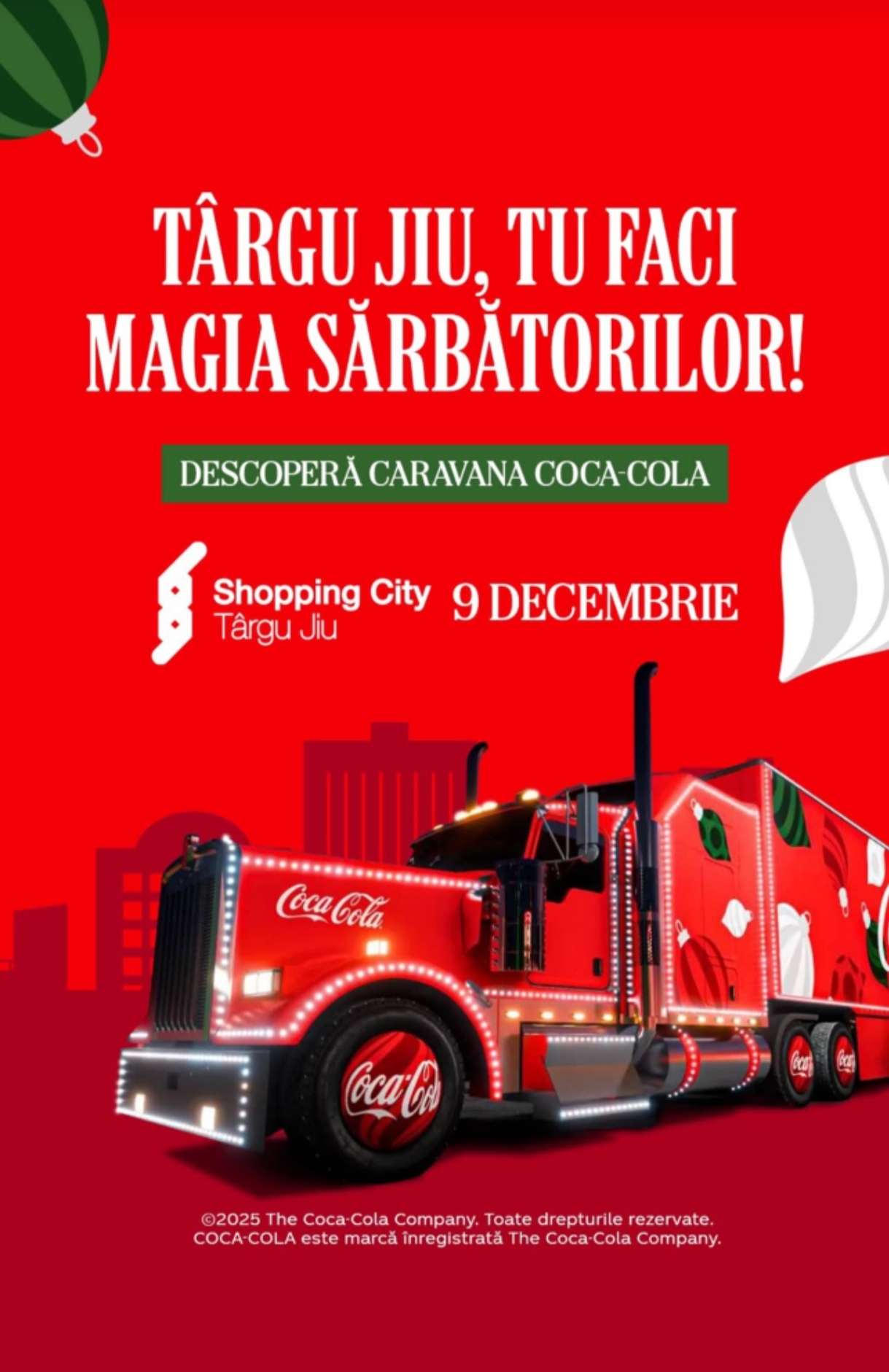 Caravana Coca-Cola aduce magia Crăciunului la Târgu Jiu