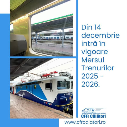 CFR Călători lansează noul mers al trenurilor 2025–2026 cu rute internaționale extinse