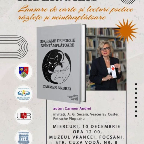Lansare de carte și lecturi poetice la Muzeul Vrancei în decembrie