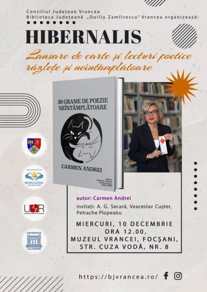Lansare de carte și lecturi poetice la Muzeul Vrancei în decembrie