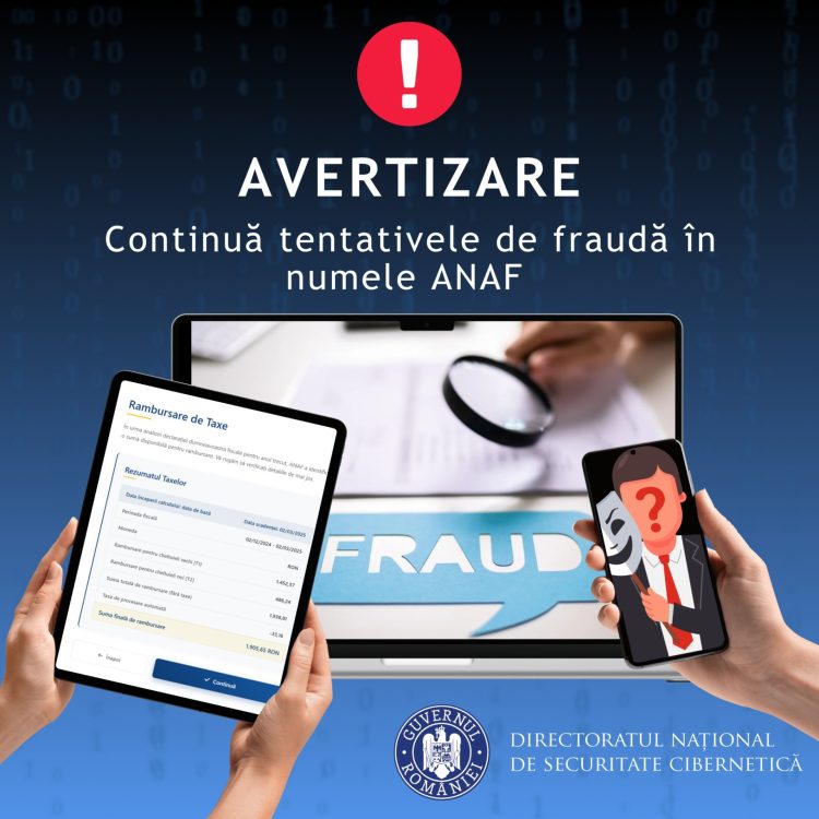 Atacurile de tip impersonare ANAF persistă prin e-mailuri cu mesaje false