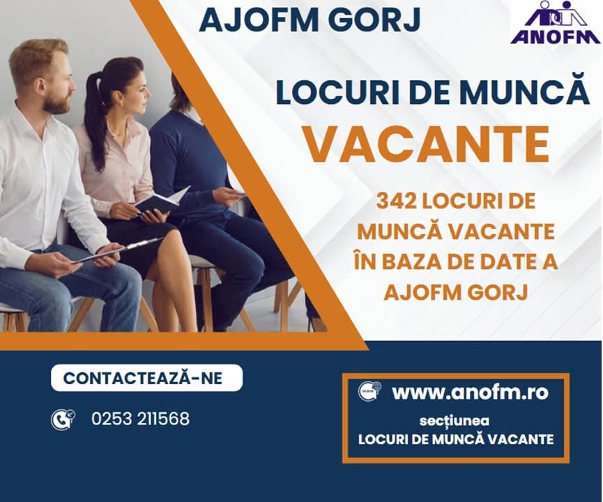 AJOFM Gorj oferă 342 de posturi vacante pentru diverse meserii în 2025