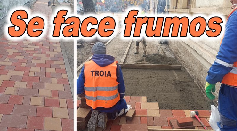 Lucrările de modernizare a Bd. Bălcescu continuă cu refacerea trotuarelor