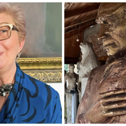 Bustul lui Lucian Blaga, restaurat și expus la Biblioteca Județeană „A.D. Xenopol” din Arad