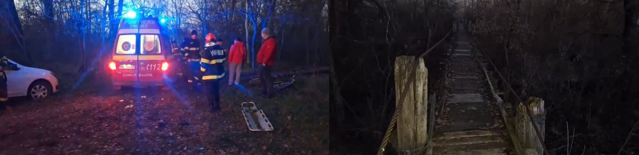 Bărbat căzut în râul Motru după ce a căzut de pe o punte improvizată