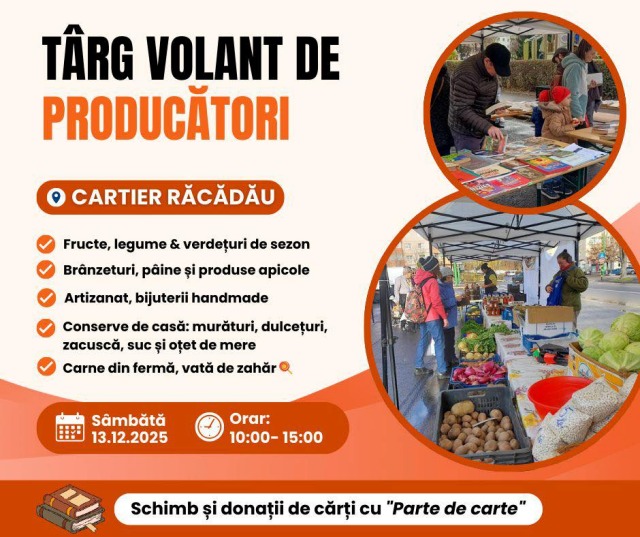 Târg volant de producători în cartierul Răcădău, Brașov, sâmbătă, 13 decembrie