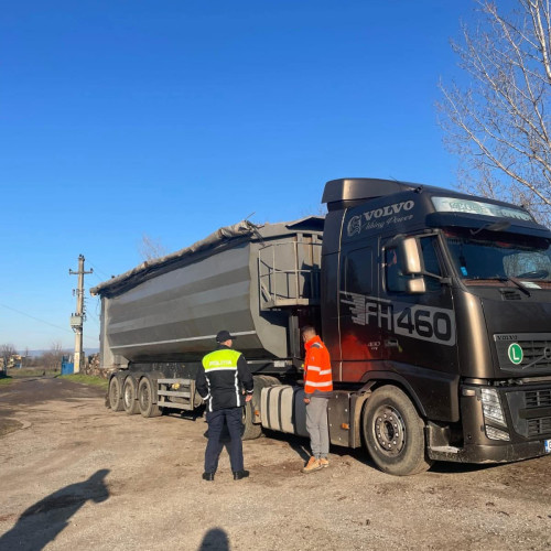 Transport ilegal de lemn identificat de polițiști pe DN 67 în Halânga