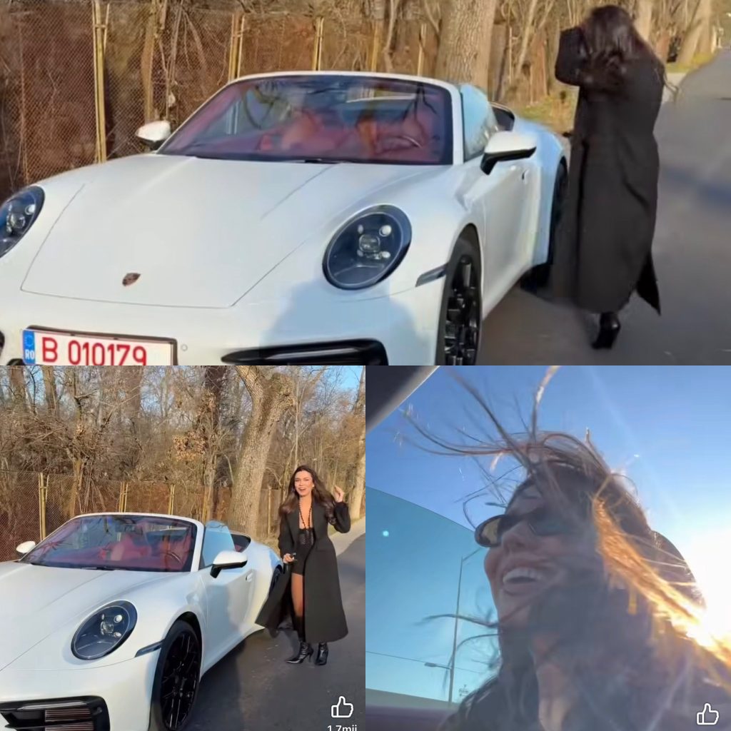 Mira din Gorj se laudă cu un Porsche decapotabil alb înainte de Crăciun