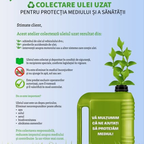 RAR susține campania Ministerului Transporturilor pentru colectarea uleiurilor uzate