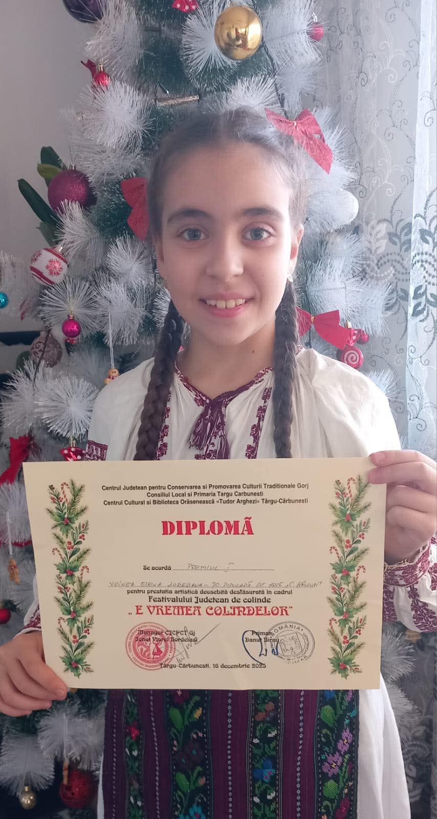 Elena Loredana Voinea câștigă Premiul I la Festivalul județean de colinde