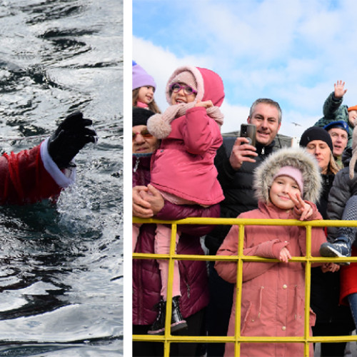 Moș Crăciun scafandru aduce bucurie copiilor în Portul Militar Constanța