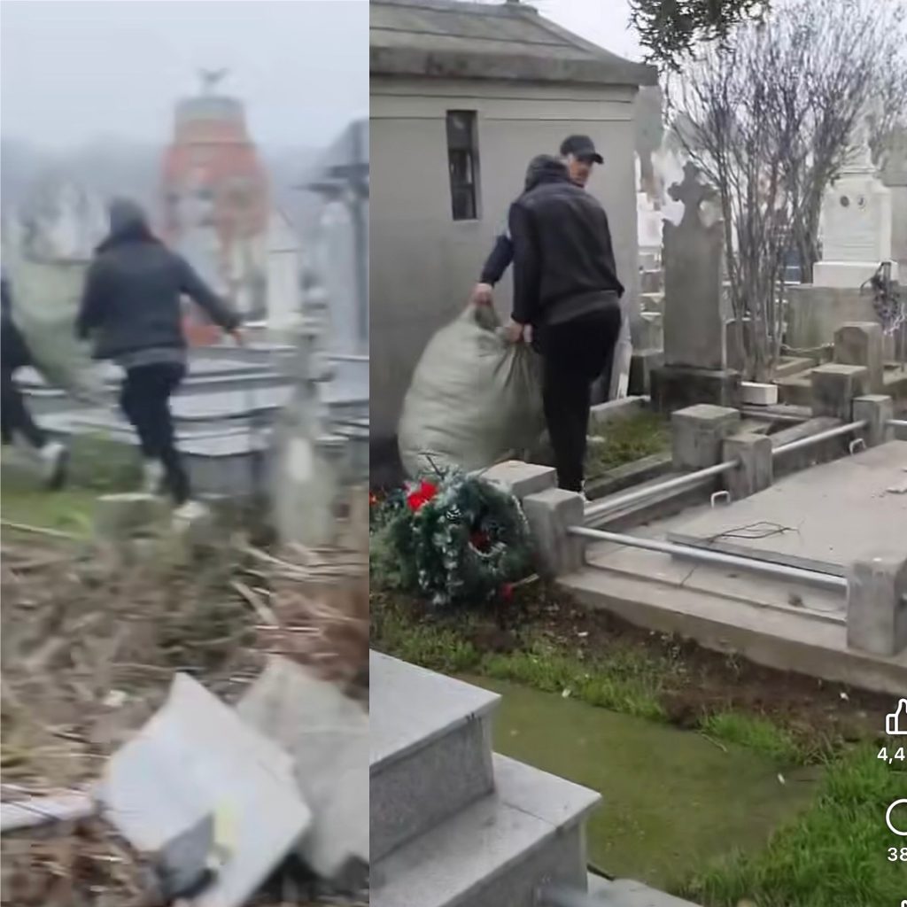 Doi tineri prinși cu coronițe furate din cimitirul din Craiova pentru a le revinde