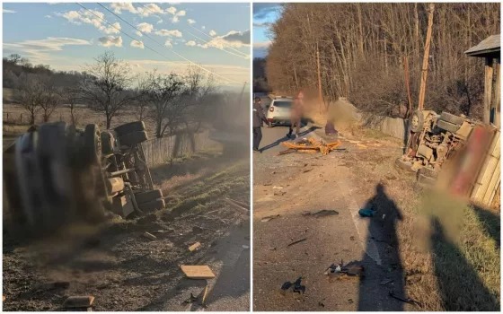 Un bărbat a murit într-un accident între două autoutilitare în comuna Scorțeni