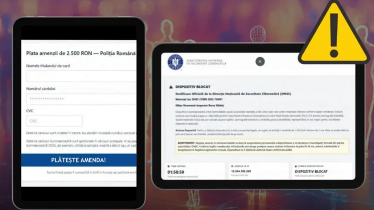 DNSC avertizează asupra înmulțirii fraudelor online cu mesaje false și amenzi fictive