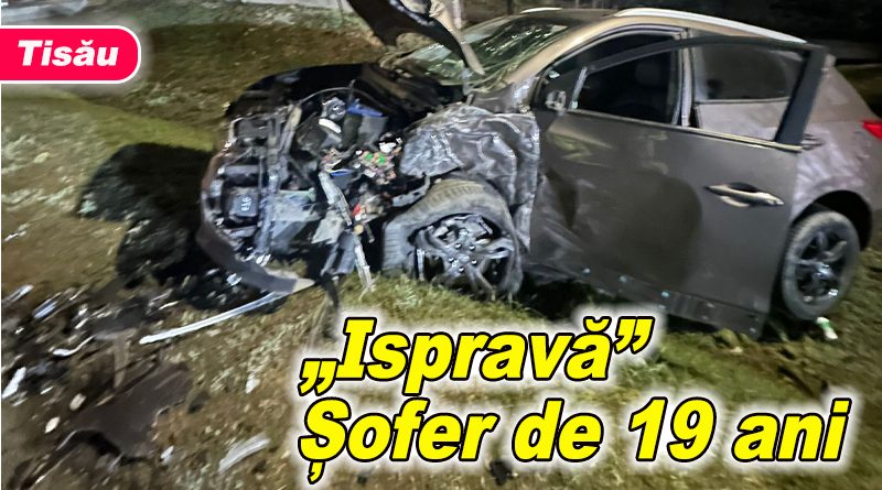 Două autoturisme s-au ciocnit noaptea trecută pe drumul județean din Tisău