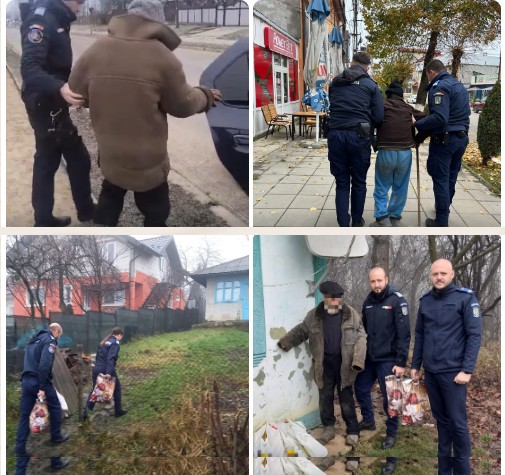 Jandarmii din Botoșani au oferit ajutoare alimentare celor doi bătrâni pe care i-au ajutat anul acesta