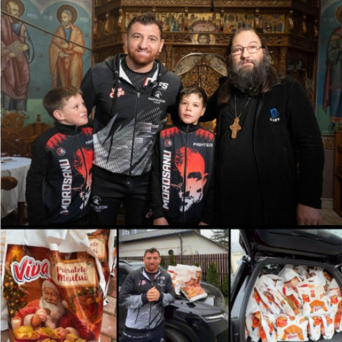 Cătălin Moroșanu aduce cadouri pentru copiii orfani ai părintelui Damaschin înainte de Crăciun