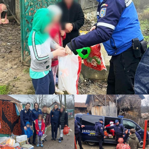 Jandarmii din Gorj oferă sprijin umanitar familiilor din județ de Moș Crăciun