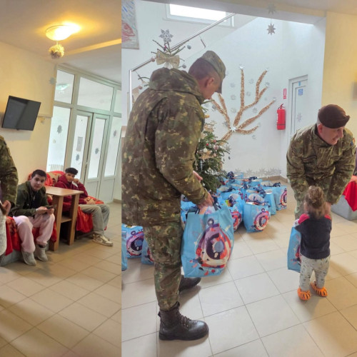 Militarii din Batalionul 24 Infanterie aduc bucurie copiilor din Gorj de Crăciun