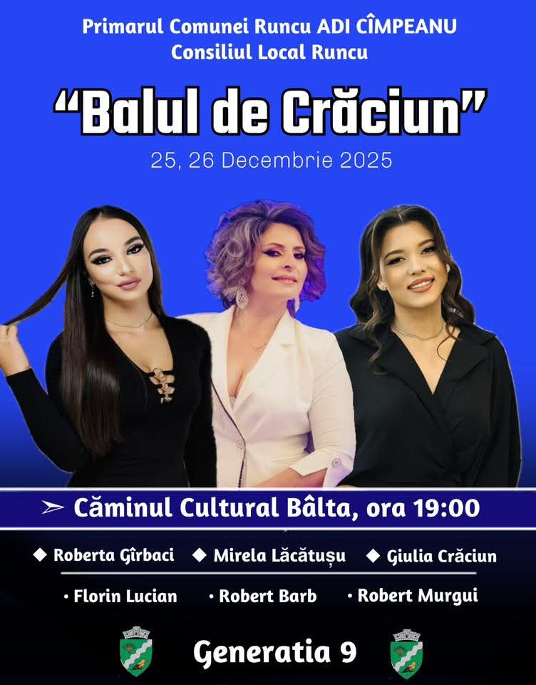 Locuitorii din Runcu sunt invitați la Balul de Crăciun în satul Bâlta