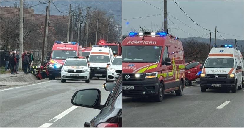 Autoturism implicat într-un accident rutier pe DN 67, în zona Copăcelu