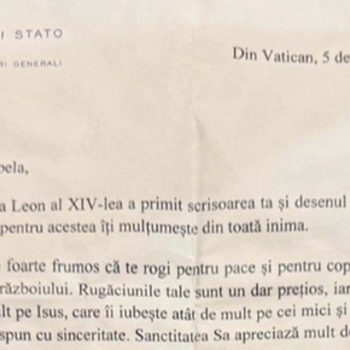 Isabela din România primește scrisoare de la Vatican în Ajunul Crăciunului