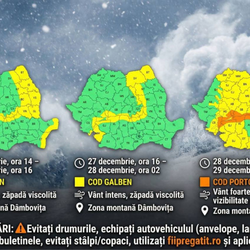 ISU Dâmbovița recomandă precauție maximă în condițiile de viscol și vânt puternic