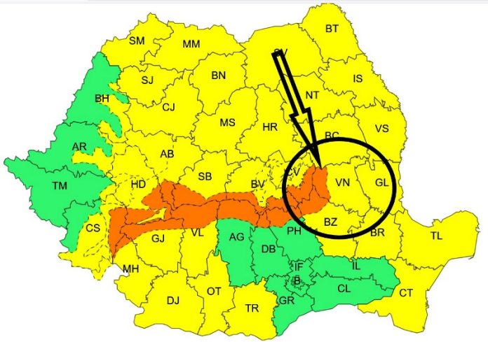 Vreme severă în zona montană a județului Vrancea, avertizează meteorologii