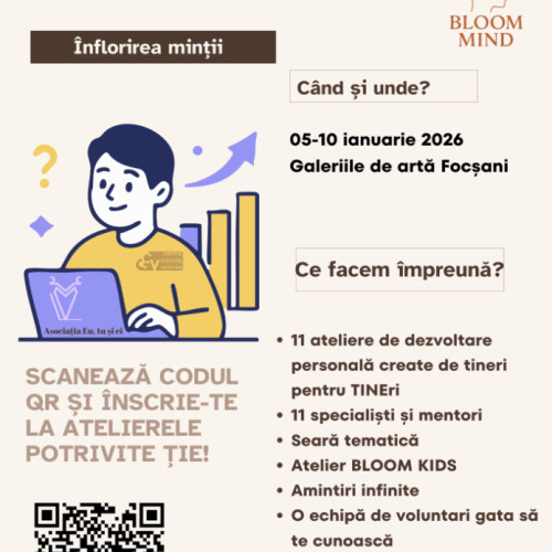 Asociația Eu, tu și ei lansează la Focșani proiectul educațional BloomMind 2026 pentru tineri