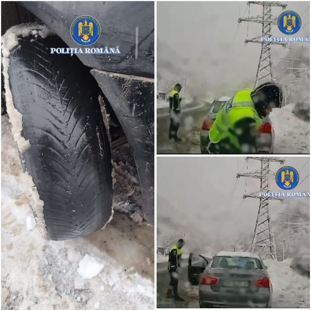Poliția sesizează șoferi care circulă pe drumuri de iarnă cu anvelope necorespunzătoare