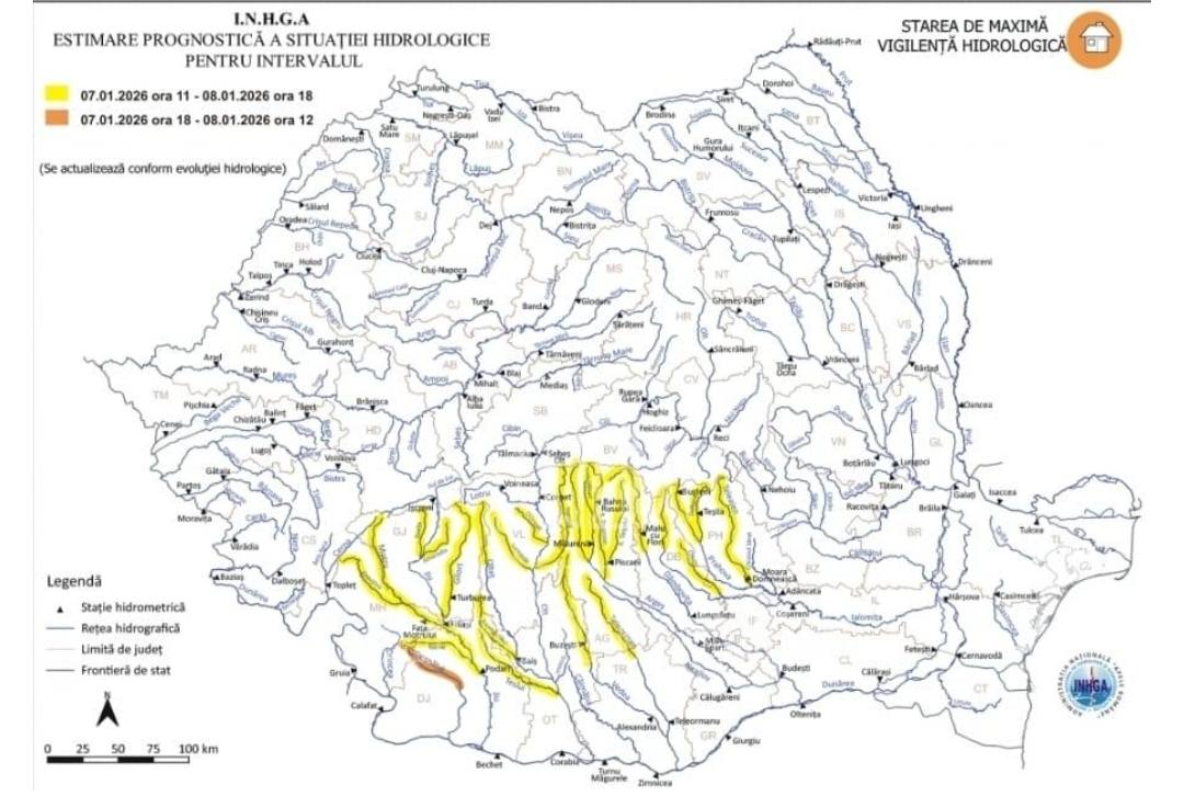 Institutul Național de Hidrologie avertizează asupra riscului de inundații în Dâmbovița