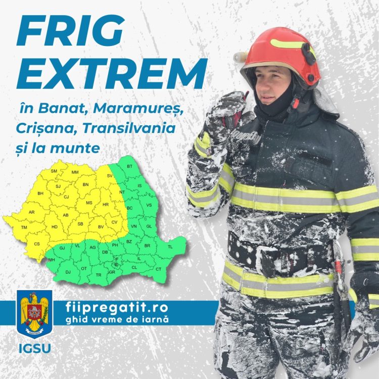 Temperaturi scăzute și ger puternic anunțate în Maramureș și alte regiuni