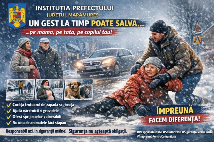 Prefectura Maramureș îndeamnă la solidaritate și responsabilitate în fața iernii grele