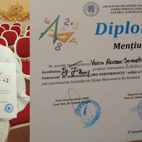Liceul de Arte „Constantin Brăiloiu” din Târgu Jiu obține mențiune la concursul național de matematică